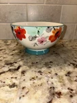 Pioneer Woman Floral Teal Stoneware Footed 6 Bowl Flea Market. Fixed Price $13.95.