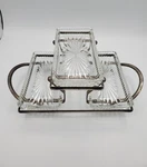 Relish Server Leonard Silverplate 3 Tier Crystal Trays 2 Levels Stand Vtg Mcm. Fixed Price $18.88.