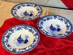 William James Farmyard 3 Soup Bowls Vintage Unused Rooster Floral (2 Imperfect). Fixed Price $59.00.