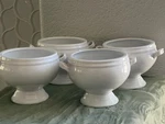 4 Crate & Barrel Classic White Footed Soup Bowls. Fixed Price $39.00.