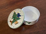 Mikasa Christmas Glow Covered Trinket Dish Or Round Candy Bowl 3 1/4 DW108. Fixed Price $22.05.