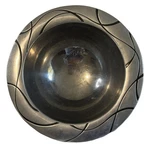 Lenox Vibe Metal Bowl Silver Abstract Black Swirl Salad Centerpiece Decoration. Fixed Price $15.00.