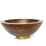 Michael Wainwright Truro Gold Walnut Wooden Bowl 15 Centerpiece Stainless Steel. Fixed Price $125.00.