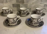 Royal Doulton "provence Noir" TC-1289 Set Of Cups & Saucers 5/8" Tall. Fixed Price $88.00.