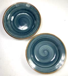 Pacific By Thomson Pottery Large Rim Soup Bowl Set Of 2 Blue Swirl- Dishwasher. Fixed Price $30.00.