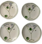 Julia Junkin Studio Martini Cocktail Theme Plates Set Of 4 Snack Dessert. Fixed Price $22.99.