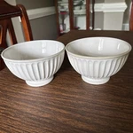 Lenox "butlers Pantry" Ribbed & Beaded Set Of 2 Footed Rice Bowls 6.5" Wide. Fixed Price $30.00.