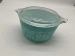 Pyrex Turquoise Amish Butterprint Casserole 473 W/ Lid 470C Guc. Fixed Price $29.99.