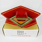 Tabletops Gallery Rumba Earthenware Chip & Dip 2 Bowl Set - Southwestern Design. Fixed Price $49.99.