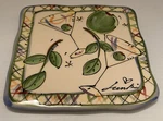Julia Junkin Flat Square Plate Trivet Martini Olives Marked Signed NHH-696. Fixed Price $15.00.