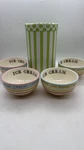 Grasslands Road Set Of 4 "sweet Soiree" Ice Cream Bowls 5.5X3 Pink Blue Rim. Fixed Price $13.99.
