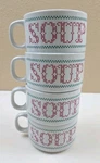Vintage Stoneware Stacking Soup Mugs Bowls Set Of 4 Ceramic Farmhouse Rustic. Fixed Price $29.99.