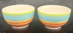 Citrus Grove Hand Painted Striped Aqua Blue With Multicolors Soup Bowl 5 1/2". Fixed Price $40.41.