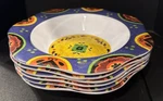 Merritt Melamine Colorful Retro Boho Hippie Octagon Bowls 8 Inch Set Of 6. Fixed Price $29.99.