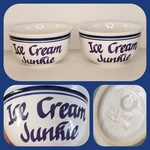 Ends Oct 1 2 Clay Design Ice Cream Junkie X-large Bowls White Blue Made Usa. Fixed Price $43.95.