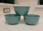 Mainstays Aqua Soup / Cereal Bowl Set Of 3 Stoneware, Embossed Rainforest. Fixed Price $21.98.