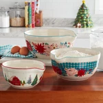 The Pioneer Woman Wishful Winter Holiday Mixing Bowls With Spout 3 Pieces. Fixed Price $42.99.