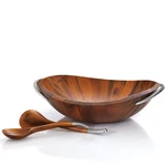 Nambe Braid Salad Bowl With Servers. Fixed Price $265.99.