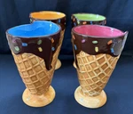 Sur La Table Ice Cream Cone Dessert Cups Bowls Set Of 4 Multicolor Ceramic. Fixed Price $39.99.