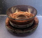 Vtg Fortecrisa Amethyst Cranberry Glass 9 Pc Set Salad Plates, Saucers, & Bowl. Fixed Price $39.99.