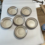 Soup Cereal Bowls Set Of 6 Stoneware Brown Band Speckle 7" Farmhouse Rustic. Fixed Price $10.99.