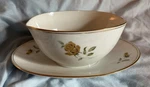 Noritake Prima Donna 6808 Porcelain Gravy Bowl &plate Set Floral Gold Trim Japan. Fixed Price $18.00.