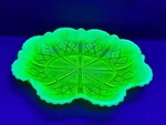 Uranium Glass Ruffled Plate Large Davidson Lords & Ladies Primrose 235342. Fixed Price $95.98.