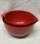Vtg Trudeau Red Melamine 4.0 L/ 3.0 Mixing Bowl Set No Slip Rubber Bottom. Fixed Price $44.95.