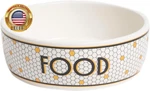Ceramic Dog Food Bowl Bistro Tile Honeycomb With Gold Accents Stoneware Pet. Fixed Price $18.21.