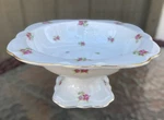 Vtg Victoria Czech White Porcelain Pedestal Bowl Dish Compote Pink Roses 7.5. Fixed Price $9.99.