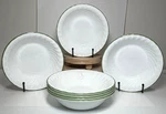 Corelle By Corning Chutney Soup Cereal Bowls 7.25" White/green Swirl Rim SET/7. Fixed Price $26.98.