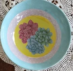 Zak Designs Four (4) Melamine Summer Cactus Floral 8" X 2.25" Bowls. Fixed Price $38.11.