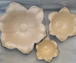 All 3 Julia Knight Flower Lily Metal Bowls Snow 15", 11", 8" Sold Out New Set. Fixed Price $209.99.