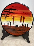 Carved Soapstone Hand Painted Bowl "cattle Keppers" 8"X1.5" Artist Signed. Fixed Price $49.00.
