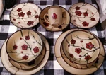 10 Pcs Pfaltzgraff Red Aster Dinner Plate 11" Salad 8.25" Bowl Mug. Fixed Price $48.00.