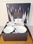 Portmeirion Sara Miller London Frosted Pines Mugs Set Of 4 Box Christmas Winter. Fixed Price $49.95.