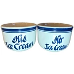 Scav Design His & Her Ice Cream Bowls Set 2 Blue White Ceramic Made Usa. Fixed Price $29.00.
