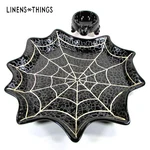 Linens Things Spider Web 16" Chip Dip Set 2PC Black Halloween Candy Dish Mib. Fixed Price $36.95.