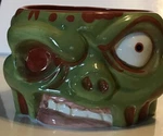 2014 Think Geek Green Zombie Monster Bowl Planter Ceramic 6" Halloween Party. Fixed Price $12.99.
