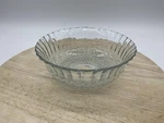 Clear Glass Serving Bowl Round Geometric Pressed Pattern Kitchen Decor Tabletop. Fixed Price $13.27.
