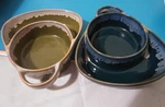 Ltd Commodities Soup Cracker Bowl Set Of 2 With Drip Green Blue Stoneware Glaze. Fixed Price $16.99.