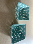 Signature Ceramic Berry Basket Colander Aqua Polka Dots Textured Finish. Fixed Price $20.00.