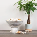 New Creative Co-op Boho Wood Pedestal Serving Bowl White Wash Finish Mango. Fixed Price $19.99.