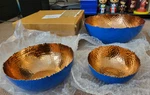 Set Of 3 Artisan D'orient Round Wave Bowls Blue Copper 11.5", 8", 6". Fixed Price $19.95.