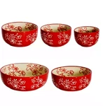 Temp-tations Nesting Prep / Dip Bowls, Set Of 5, Floral Lace Cranberry T49965. Fixed Price $26.72.