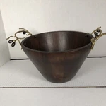 Michael Aram Olive Branch Large Wood Salad Serving Bowl. Fixed Price $165.00.