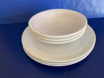 Vintage Carlisle Melmac Dishes White 3 Dinner Plate Soup Or Cereal Bowls. Fixed Price $11.69.
