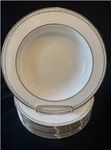 Set Of Lenox Pearl Platinum Rim Soup Bowl 9 1/8". Fixed Price $416.50.