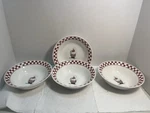 4 Alco Industries Bowl Cereal Plate White Italian Chef Checkered 2687. Fixed Price $20.00.