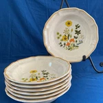 7 Mikasa Garden Club Fresh Floral Stoneware 8 1/2 Soup Bowls, Ec 404. Fixed Price $34.95.